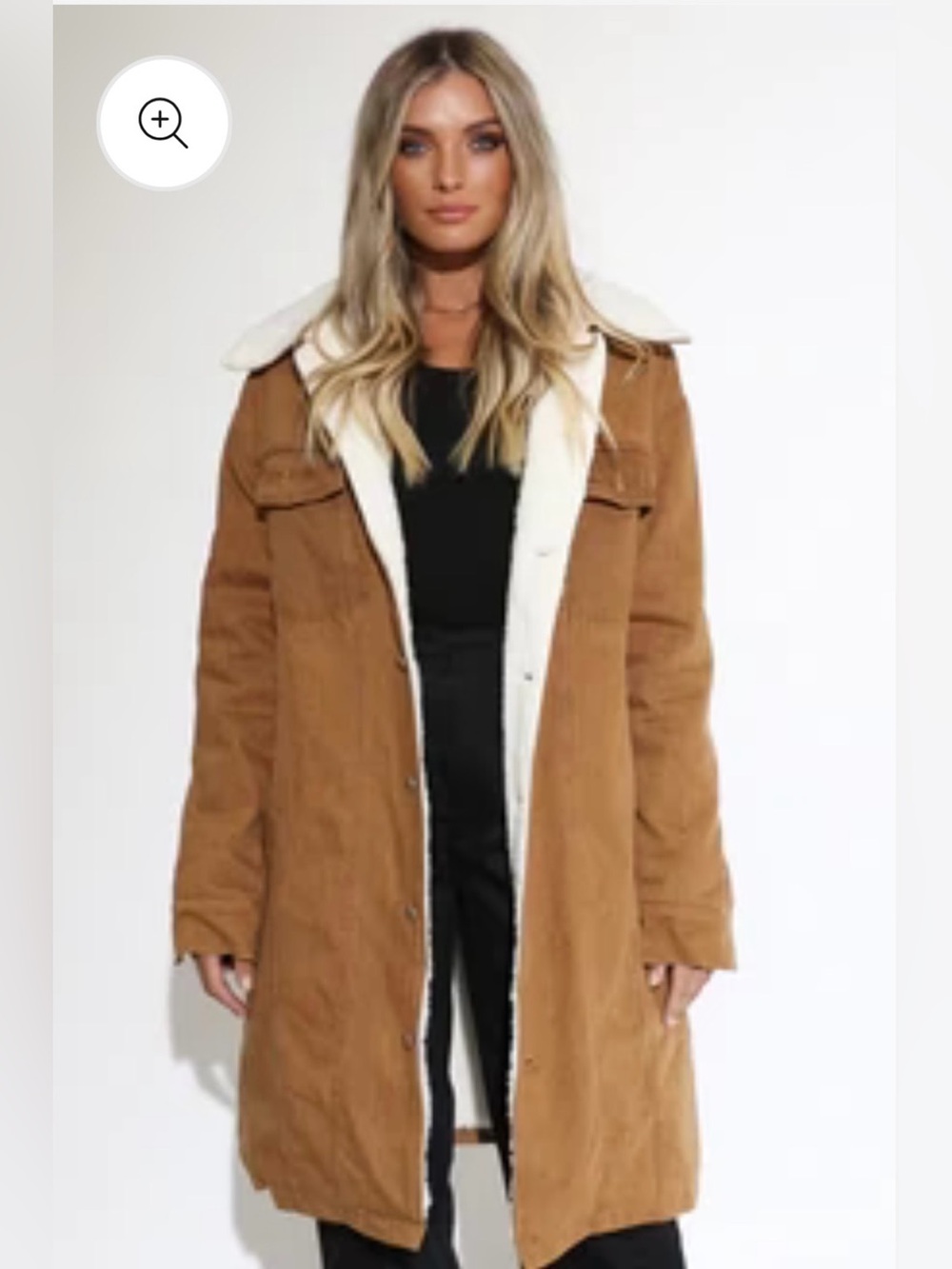 NWOT - LOST IN LUNAR - Classic Shearling-Lined Canvas Coat - Sz. 2/XS